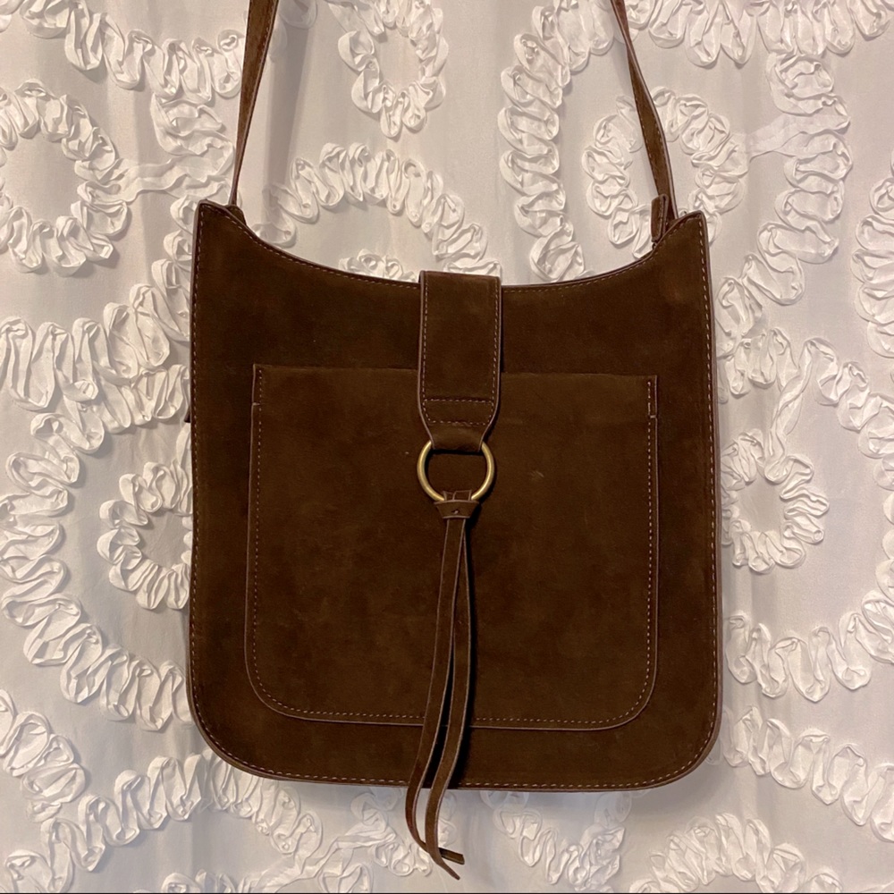 Brown Suede Cross Body Bag